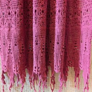 Elegant Crochet Maxi Dress in Rich Burgundy